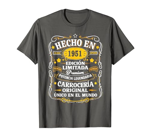 75 Cumpleaños Hombre 75 años Hecho En 1951 Regalos Camiseta, Hombre, Asfalto, XL
