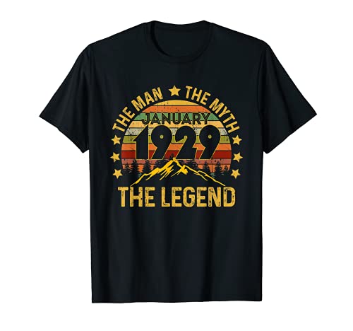 92 años de edad regalos de cumpleaños The Man Myth Legend Enero 1929 Camiseta