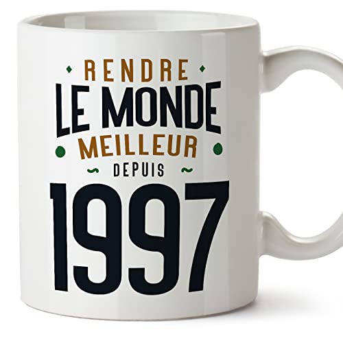 MUGFFINS Tazas 1997 Cumpleaños - En Francés - Rendre le Monde Meilleur - 11 oz / 330 ml - Regalo...