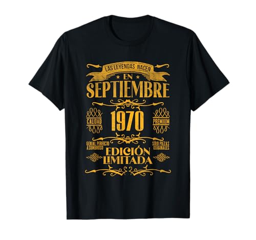 Las Leyendas nacen en Septiembre de 1970 54 Años Cumpleaños Camiseta