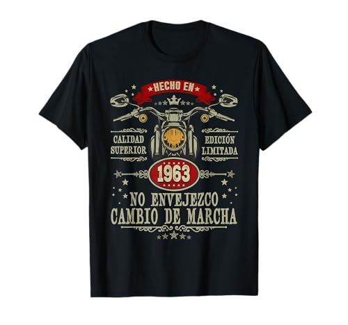 Hecho en 1963 - 63 Años Cumpleaños Moto Biker Hombre Motero Camiseta