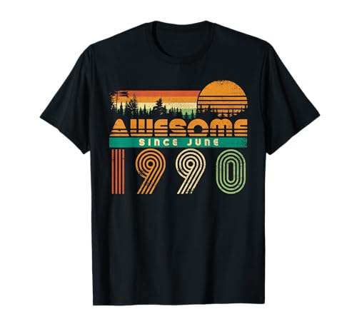 Impresionante desde junio de 1990 Hombres Mujeres 32 Cumpleaños Fiesta Retro Camiseta