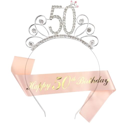 50 Cumpleaños Corona y Faja, Feliz 50 Cumpleaños Corona Tiara y Faja, 50 Cumpleaños de la Mujer...