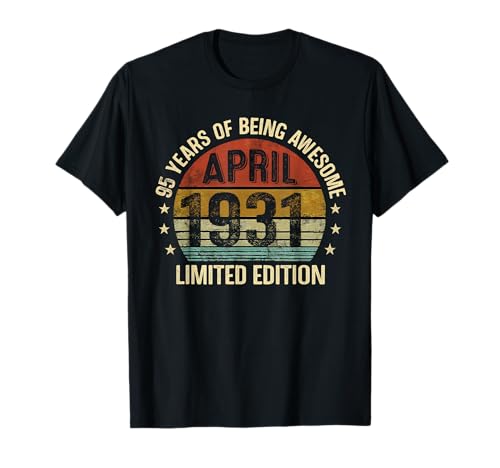 Cumpleaños de Abril EST 1931 Edición Limitada Vintage 95 Camiseta