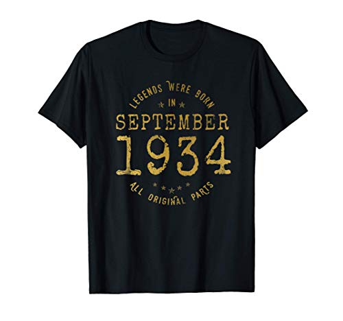 87 años Cumpleaños Las Leyendas nacen en Septiembre de 1934 Camiseta