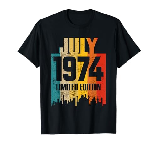 Julio 1974 Años 50 Cumpleaños Edición Limitada Vintage Camiseta