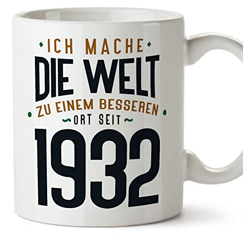 MUGFFINS Tazas 1932 Cumpleaños - En Alemán - Ich Mache Die Welt zu Einem Besseren - 11 oz / 330 ml...