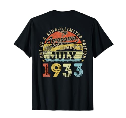 (ON Back) 93 Edición Limitada 1933 Julio 93 cumpleaños Camiseta
