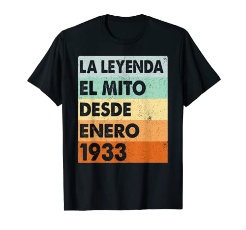 Hombre 90 Años Cumpleaños 1933 Hombre 90 Enero La leyenda El Mito Camiseta