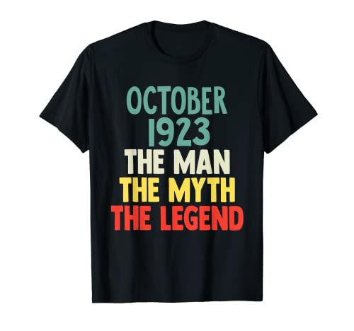 The Man Myth Legend 1923 - Regalo de cumpleaños 99 de octubre para 99 años Camiseta