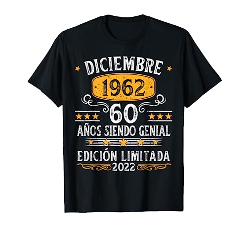 60 Años Cumpleaños Diciembre 1962 Hombre Mujer Diciembre Camiseta