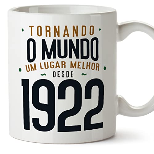 MUGFFINS Tazas 1922 Cumpleaños - En Portugués - Tornando o Mundo um Lugar Melhor - 11 oz / 330 ml...