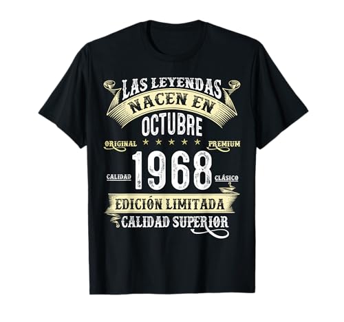 58 Años Cumpleaños Las Leyendas Nacen En Octubre de 1968 Camiseta