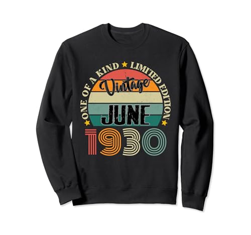 94 Años Vintage Junio 1930 94 Cumpleaños Retro Sudadera