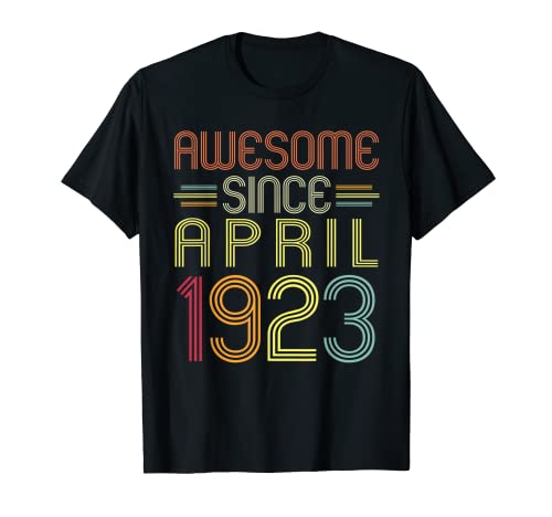 Regalos de 99 cumpleaños impresionantes desde abril de 1923 99 años Camiseta