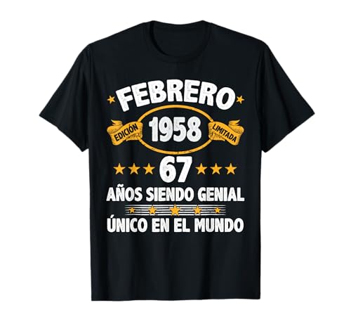 Febrero 1958 67 Años Hombre Cumpleaños Regalo Febrero 1958 Camiseta