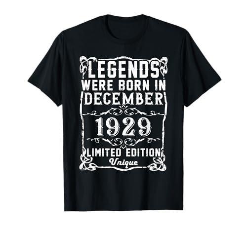 Cumpleaños Diciembre 1929 Edición Limitada Regalo Vintage Camiseta
