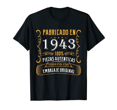 Fabricado 1943 Años Cumpleaños Hombre Mujer Nacen En 1943 Camiseta