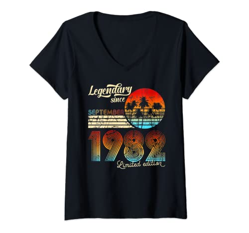 Mujer Cumpleaños Legendario Desde Septiembre De 1982 Regalo. Camiseta Cuello V