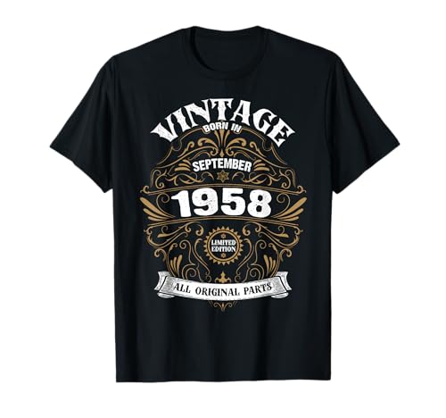 Nacido En Septiembre 1958 Original Parts Vintage Cumpleaños Camiseta