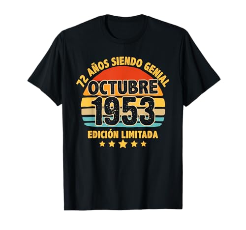Octubre 1953 72 Años Hombre Cumpleaños Regalo Octubre 1953 Camiseta