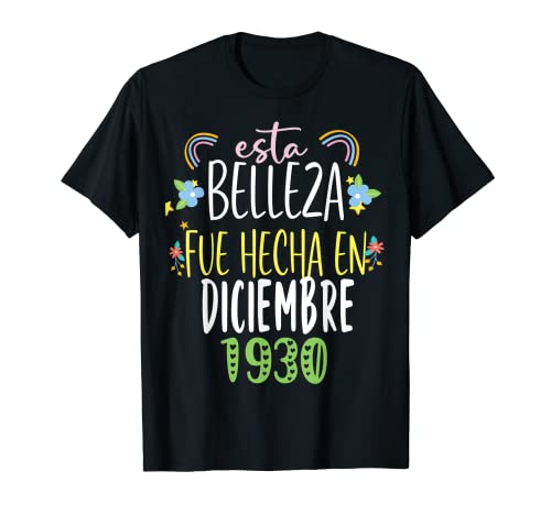 Hecha En diciembre 1930 Mujer Regalo 92 años Cumpleaños Camiseta