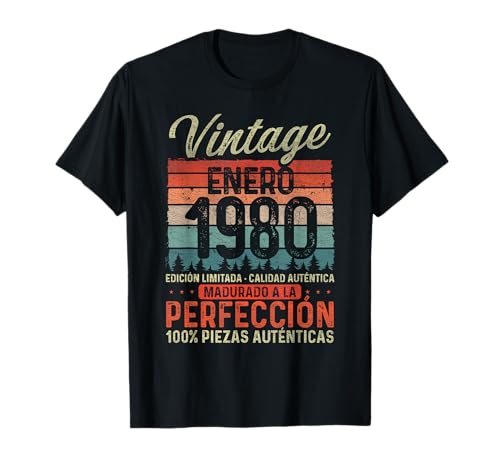 Enero 1980 Vintage Regalo 46 Años Cumpleaños Hombre Camiseta