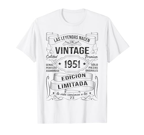 73 Años Cumpleaños Hombre Regalo Las Leyendas Nacen En 1951 Camiseta