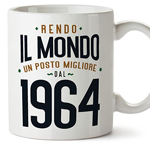 MUGFFINS Tazas 1964 Cumpleaños - En Italiano - Rendo il Mondo un Posto Migliore - 11 oz / 330 ml -...