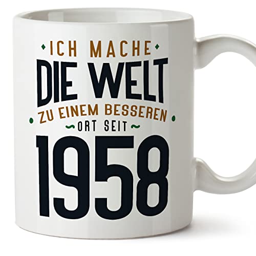 MUGFFINS Tazas 1958 Cumpleaños - En Alemán - Ich Mache Die Welt zu Einem Besseren - 11 oz / 330 ml...