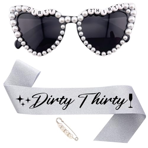 JOUWUI Gafas de sol de cumpleaños número 30, decoraciones de cumpleaños sucias para ella, gafas...