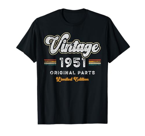 Vintage 1951 Piezas Originales 75 Cumpleaños Camiseta