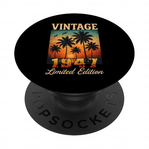 Vintage 1947 Edición Limitada Sunset Palm Trees 78 Cumpleaños PopSockets PopGrip Adhesivo