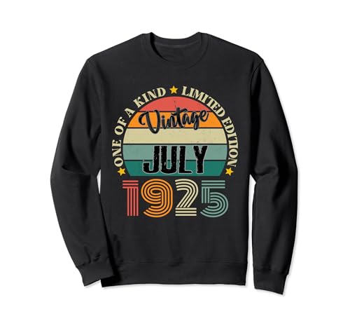 99 Años Vintage Julio 1925 99 Cumpleaños Retro Sudadera