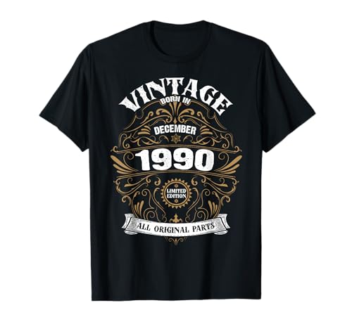 Nacido En Diciembre 1990 Original Parts Vintage Cumpleaños Camiseta