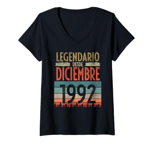 Mujer Diciembre 1992 Vintage - 34 Años Regalo Cumpleaños Hombre Camiseta Cuello V