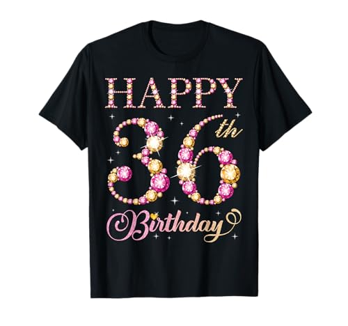 Feliz cumpleaños 36 años 36 años Hombres Mujeres Fiesta de cumpleaños Camiseta