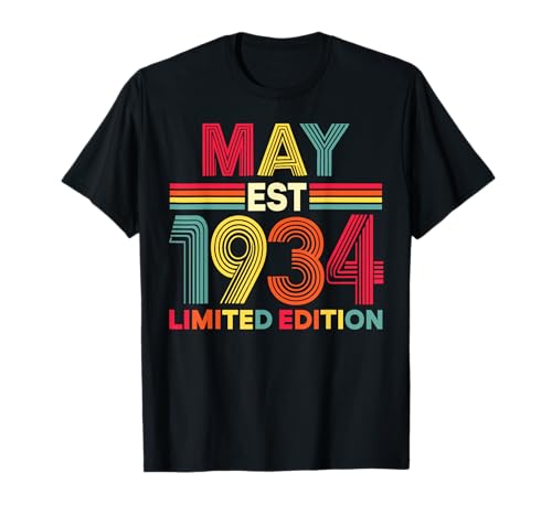 Mayo EST 1934 Cumpleaños Edición Limitada 92 Años 92 Camiseta
