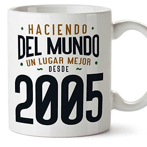 MUGFFINS Tazas 2005 Cumpleaños - En Español - Haciendo del Mundo un Lugar Mejor - 11 oz / 330 ml - Regalo original y divertido