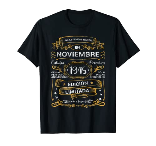 Las Leyendas Nacen Noviembre 1945 Cumpleaños Hombre Mujer Camiseta