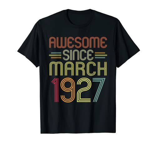 Regalos de 95 cumpleaños impresionantes desde marzo de 1927 95 años Camiseta