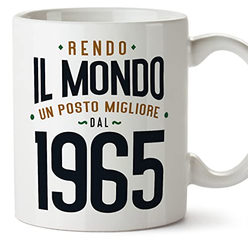 MUGFFINS Tazas 1965 Cumpleaños - En Italiano - Rendo il Mondo un Posto Migliore - 11 oz / 330 ml -...