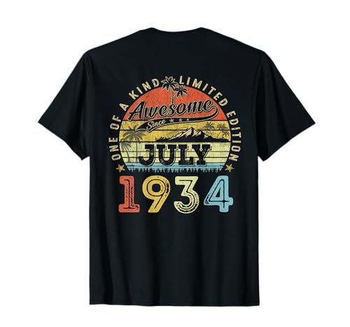 (ON Back) 92 Edición Limitada 1934 Julio 92 cumpleaños Camiseta