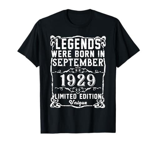 Cumpleaños Septiembre 1929 Edición Limitada Regalo Vintage Camiseta