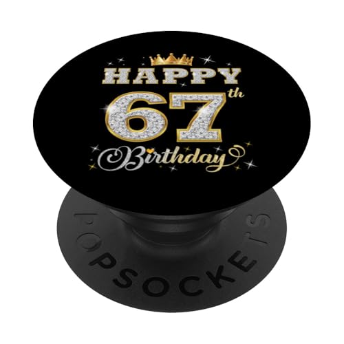 Feliz 67 cumpleaños 67 años Mujeres Hombres Fiesta de cumpleaños PopSockets PopGrip Adhesivo