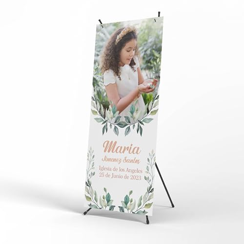 Photocall Comunion Niño y Niña – Cartel Personalizado X-Banner 70X180 cm para Fiesta con...