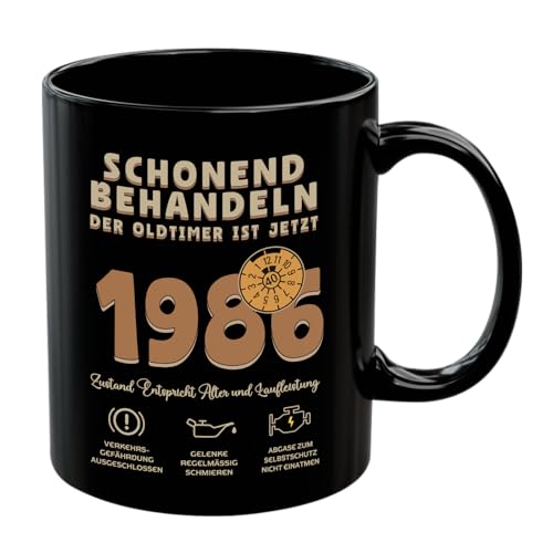 1986 Regalo 40 Cumpleaños Hombre Taza Tratamiento Suave Oldtimer ist 40, Divertida Taza de Café...