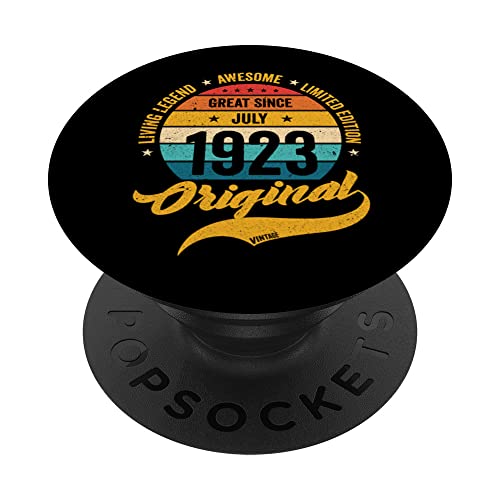 Retro 100 Años Julio 1923 Cumpleaños Vintage Bday Classic PopSockets PopGrip Intercambiable