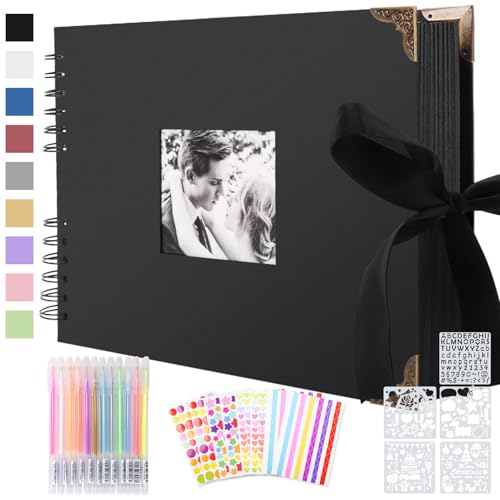 Album Fotos para Pegar y Escribir 30 x 21 cm, Album de Fotos Scrapbook Espiral 80 Páginas (40...