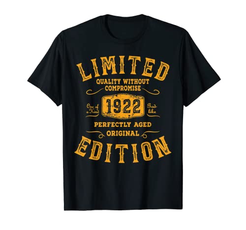 Cumpleaños 1922 Edición limitada Regalo Usado Grunge Vintage Camiseta